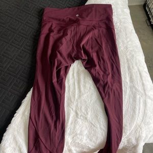 Lululemon in movement leggings, 7/8 length, size 12, fits a large!